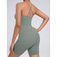 thumbnail image 2 of AGONVIN Women's Workout Spaghetti Strap Rompers Shorts Tummy Control One Piece Jumpsuit Matcha Green S, 2 of 7