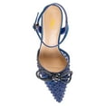 thumbnail image 4 of FSJ Women Sparkling Double Bow Sandals Pointed Closed Toe Ankle Strap Crystal Chunky Mid Heels Pumps Wedding Bridal Party Shoes Size 8 Blue, 4 of 4
