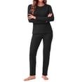 thumbnail image 2 of MOSHU Womens Pajama Sets Two Piece Thermal Underwear for Women Crew Neck Long Sleeve Tops and Leggings Lounge Sets, 2 of 12
