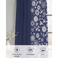 thumbnail image 6 of Japanese Sheer Curtains 54 Inch Length 2 Panels Set for Living Room/Bedroom, Navy Blue Country Flowers Leaves Aesthetic Kitchen Curtains Grommet Semi-Sheer Curtains Drapes Window Treatments 42"x54"x2, 6 of 7