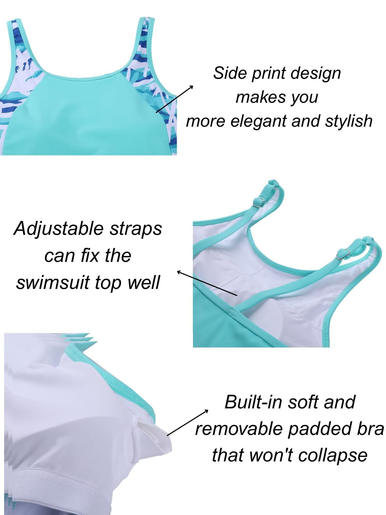 Asoul Tankini Swimsuits for Women Two Piece Bathing Suits Tummy Control Ruched Swim Suits with Skirt