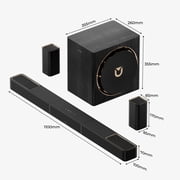 ULTIMEA 7.1.4ch Sound Bar with Dolby Atmos, Surround Sound System for TV with 2 Surround Speakers, Sound Bar for Smart TV, Soundbar with Subwoofer for Home Theater, BT 5.4, HDMI eARC, Skywave Series