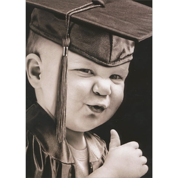 Avanti Press Proud Baby Grad with Scrunched Up Face Giving Thumbs Up Congratulations Graduation Card