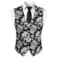 thumbnail image 5 of Yuyamidu Skull Suit Vests for Men Size L Flowers Casual Formal Dress Vest Business Slim Fit Waistcoat Vest with 3 Real Pockets for Suits Tuxedo, 5 of 7