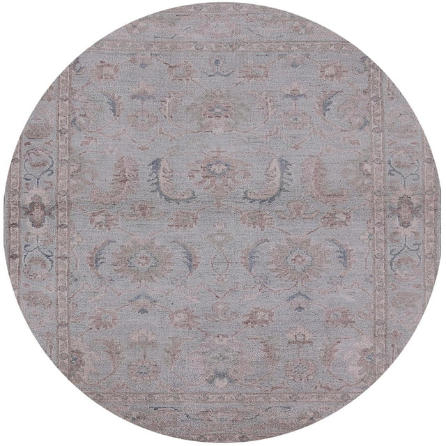 Ahgly Company Tapis d'Intérieur Ronds Mid-Century Moderne Argent Rose Rose Zone Orientale, 6' Ronds
