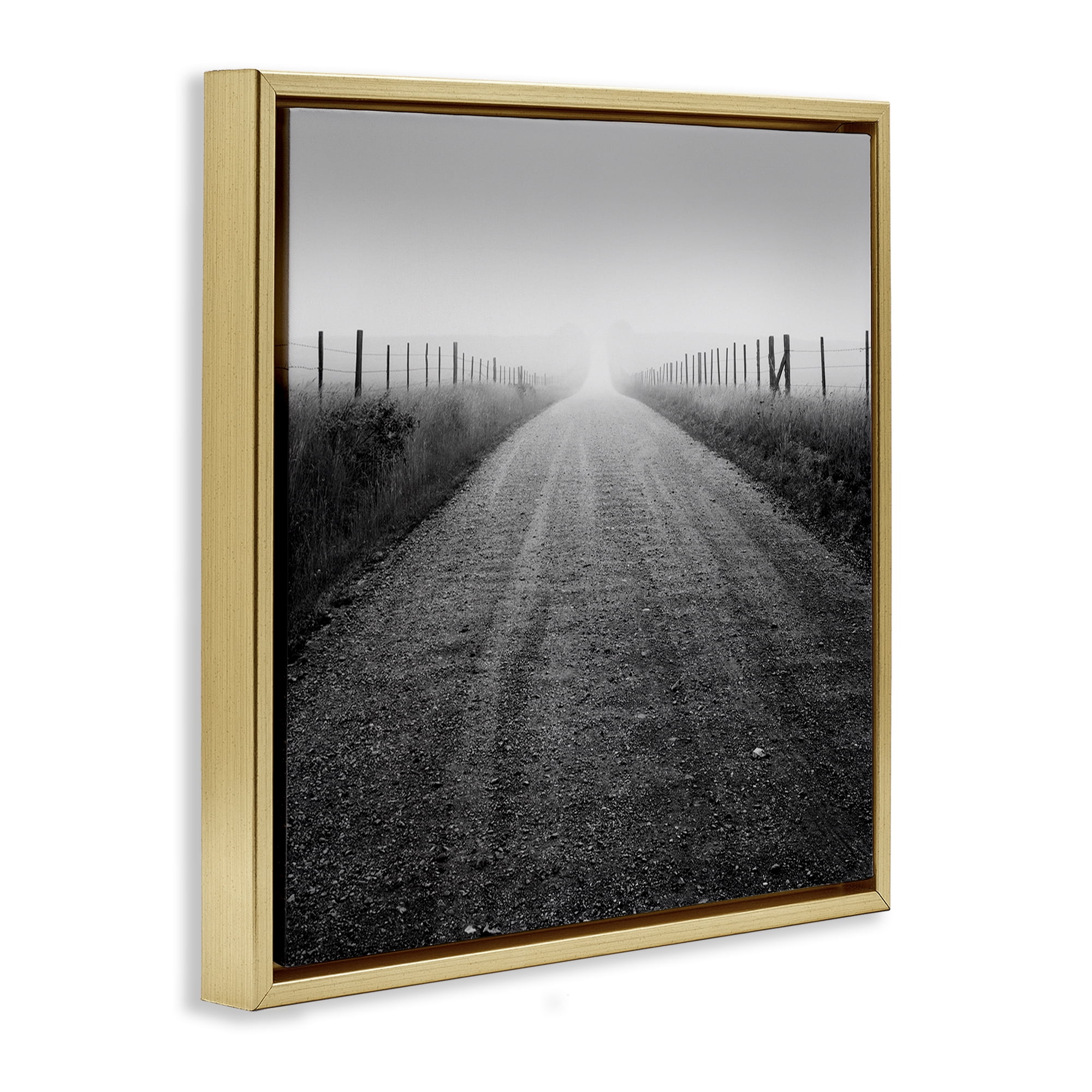 Stupell Industries Foggy Country Road Landscape & Nature Photography Gold Floater Framed Canvas Art Print Wall Art, 25 x 25