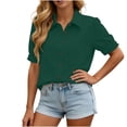 thumbnail image 2 of Tqcoqu Shirts for Women Puff Sleeve Button Down Summer Casual Fit Blouses Collared Work Tops,Army Green,Women's S-XXL, 2 of 8