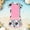 Pink-18, variant on Girls Rash Guard Swimsuit Two Pieces Short Sleeved Shorts Bathing Suit Trendy Spring Summer Fall Child Swimwear