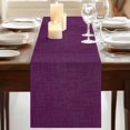 thumbnail image 3 of Purple Burlap Texture 108 Inch Table Runner, Farmhouse Vintage Purple Farmhouse Dresser Scarf Cotton & Linen Tablerunner for Dining/Kitchen Island/Holiday Party Décor 13" x 108", 3 of 9