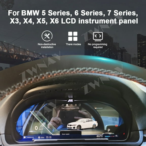 ZWANV 12.3 Inch Car LCD Digital Instrument Panel Speedometer for BMW