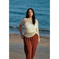 thumbnail image 4 of CASSIE LIZ Womens Plus Size Pants 2X Brown Summer Wide Leg Knit Palazzo Pants Lounge Ladies Casual Drawstring Harem Fall Pants with Pocket 2XL 18W 20W, 4 of 8