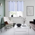 thumbnail image 5 of 2 Panels Kitchen Tier Curtains 39 Inch Length, Blue Grid Grommets Window Treatment Curtain, Checkered Plaid Gingham Lattice Trellis Print Thermal Curtains Drapes for Living Room/Bathroom, 5 of 9