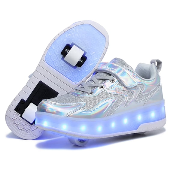 Yiomxhi Kids Roller Shoes, Boy Girl Sneakers with LED Light Wheels, Become Sport Sneaker for Christmas Birthday Children Gift, Adjustable Roller Skates Suitable for Outdoor School