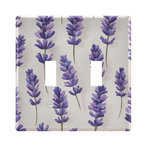 Yayeee Toggle Light Switch Wall Plate 2-Gang 4.56"x4.48" Decorative Outlet Cover, Lavender Pattern