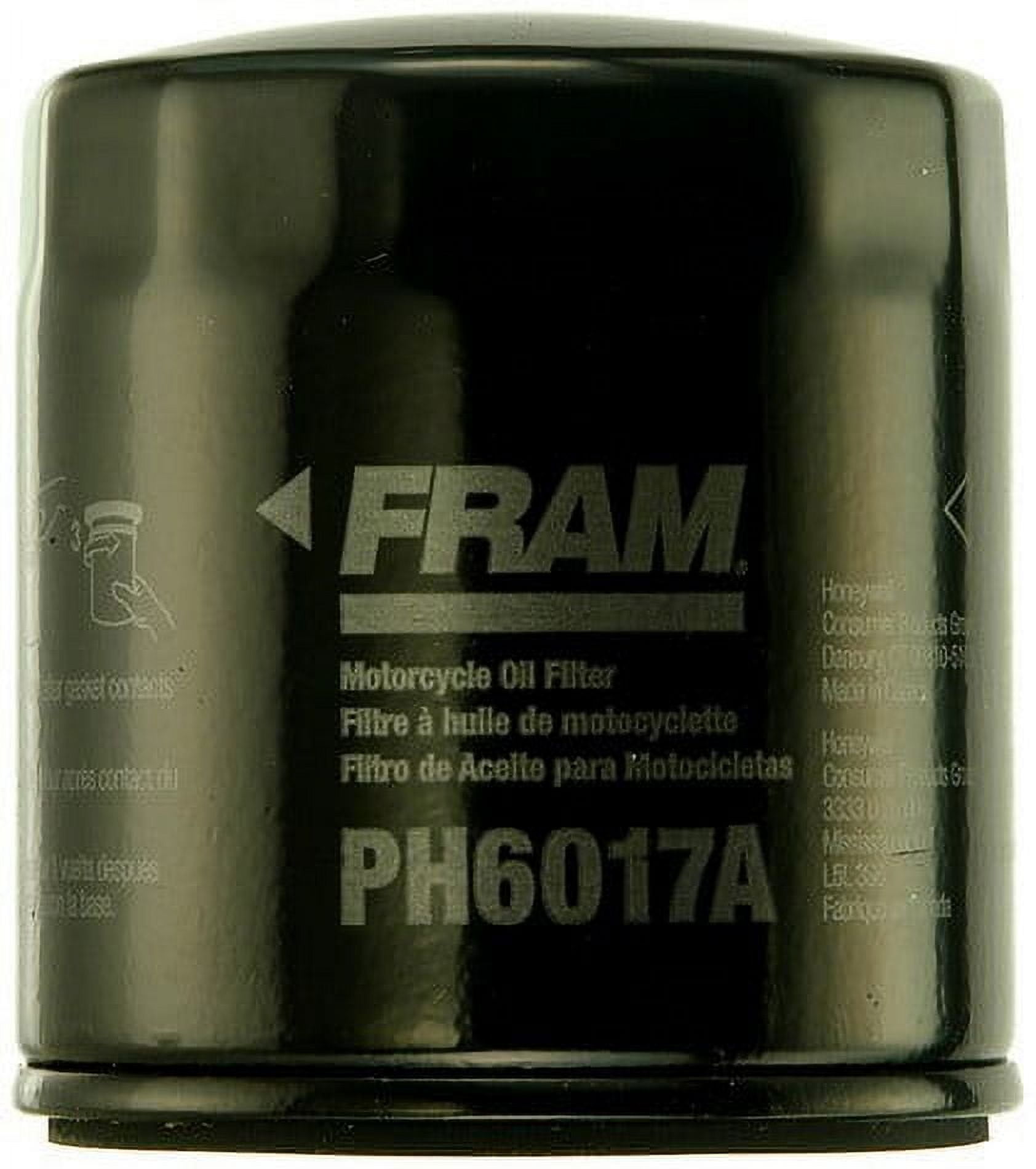 FRAM Motorcycle/ATV 2.6" Oil Filter, PH6017A for Honda, Kawasaki, Polaris, and Yamaha