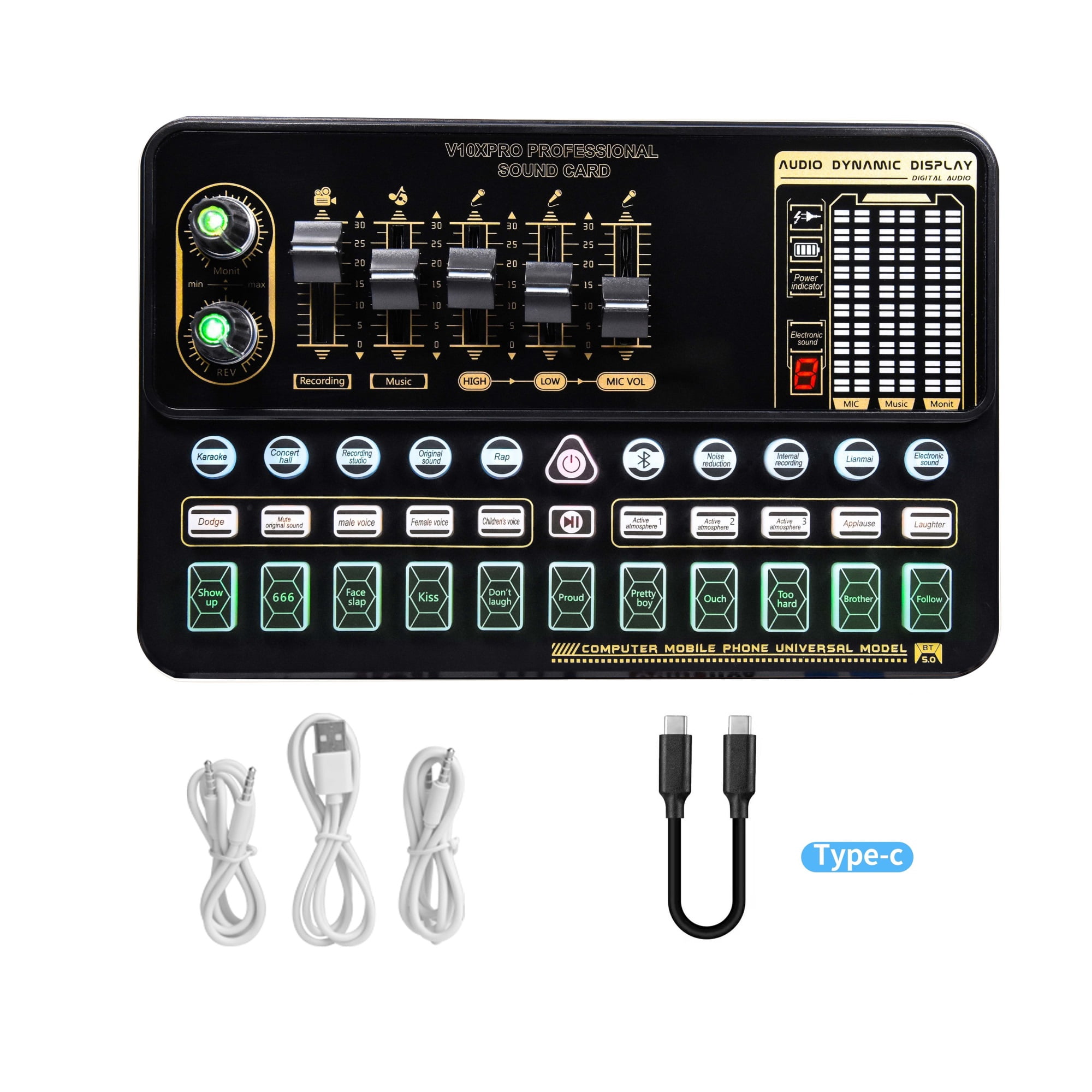 Condenser Microphone Bundle Sound Card Kit With Adjustable Mic Suspension Scissor Arm Professional Studio Wireless Karaoke MIC