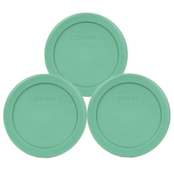 Pyrex 7202-PC Green Round Plastic Food Storage Replacement Lid Cover (3-Pack)