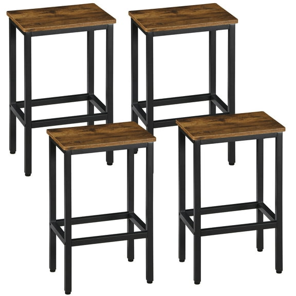 Solid Wood Bar Stools Set of 4 for Kitchen Counter Height Grey Black 26"