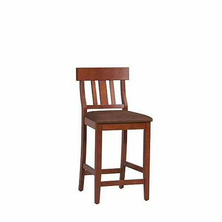 Dining Room Collection Bar Stool - Linon Torino Collection Slat Back Counter Stool, Brown, 24 inch Seat Height