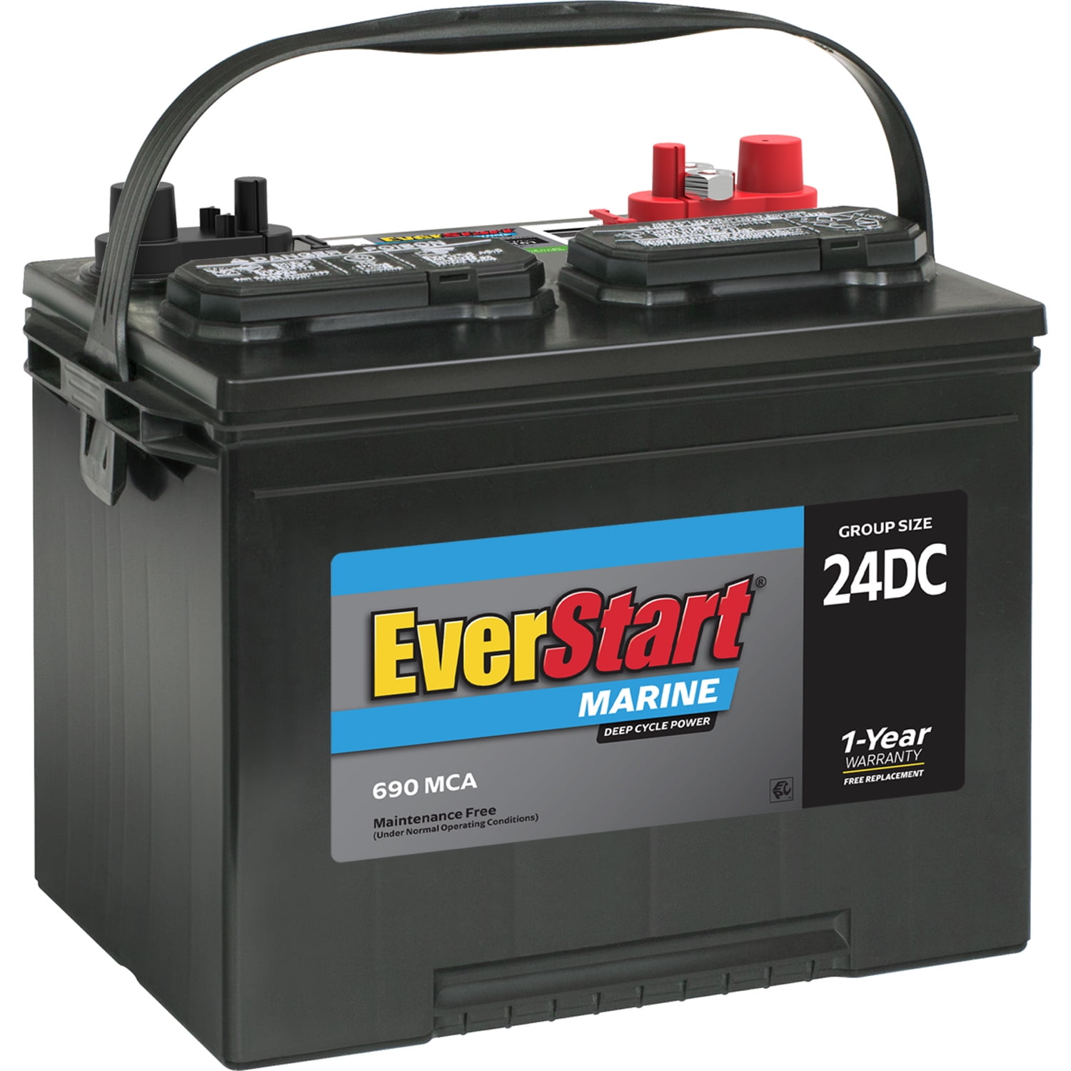 EverStart Lead Acid Marine & RV Deep Cycle Battery, Group Size 24DC (12 Volt/690 MCA)