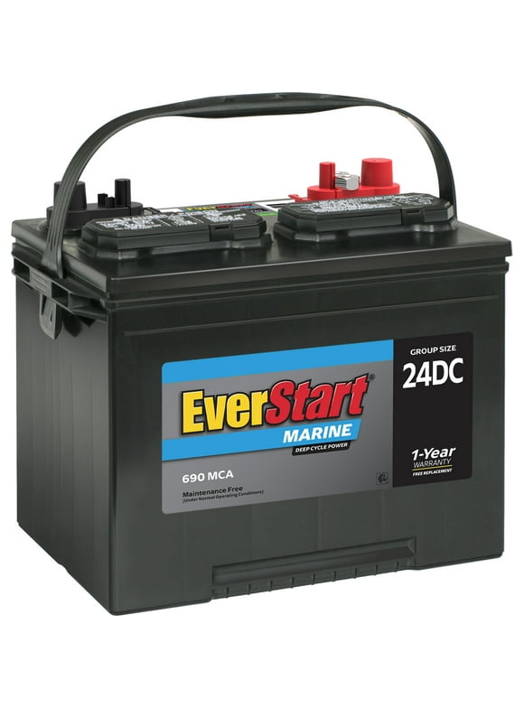 EverStart Lead Acid Marine & RV Deep Cycle Battery, Group Size 24DC 12 Volt, 690 MCA