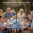thumbnail image 3 of Round Outdoor Tablecloth with Umbrella Hole and Zipper, Navy Blue Palm Leaves Tablecloth with Elastic Waterproof, Summer Botanical Tropical Plants Patio Table Covers for 55" - 60" Picnic Pool Tables, 3 of 9