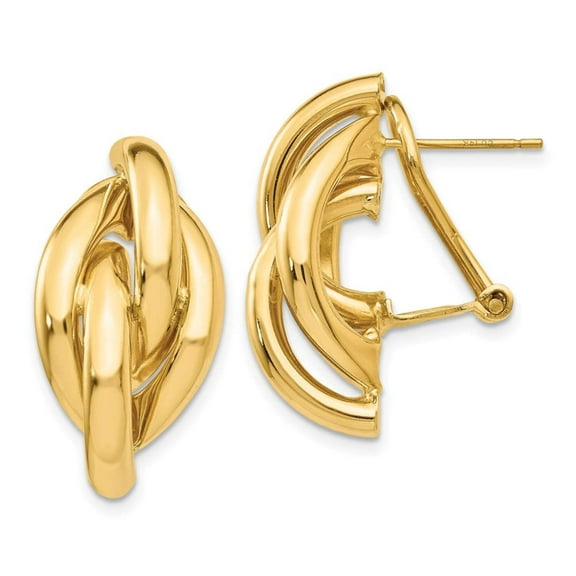 14k Swirl Omega Back Post Earrings