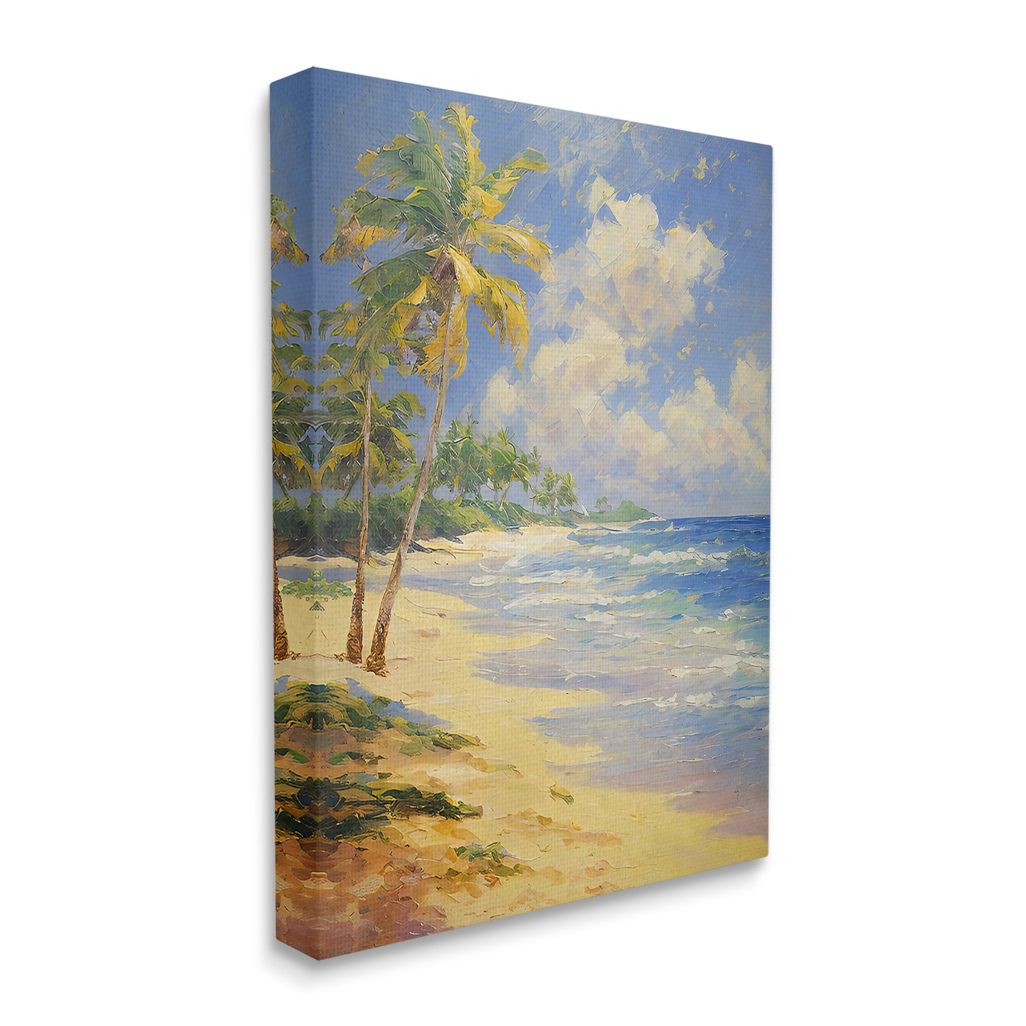 Stupell Industries Sunlit Shore Scenery Landscape Painting Gallery Wrapped Canvas Art Print Wall Art, 36 x 48