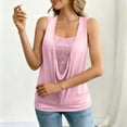 thumbnail image 4 of Hueook Plus Size Tank Tops For Women Solid Color Sleeveless V-neck Sequined Milk Silk Patchwork Fashionable Temperament Top Pink 2X, 4 of 8