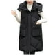 thumbnail image 2 of Chaquetas y abrigos de mezclilla sin mangas con capucha, abrigo largo de algodón con capucha por encima de la rodilla para mujer, 2 of 8