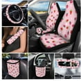 thumbnail image 2 of Jeiento Cute Strawberry Full Set Car Seat Cover Front and Back Include Trash Bin/Seat Belt Covers/Steering Wheel Covers/Air Vent Phone Holder/Rearview Mirror Cover/Coaster/Keychain 15 Piece, 2 of 6