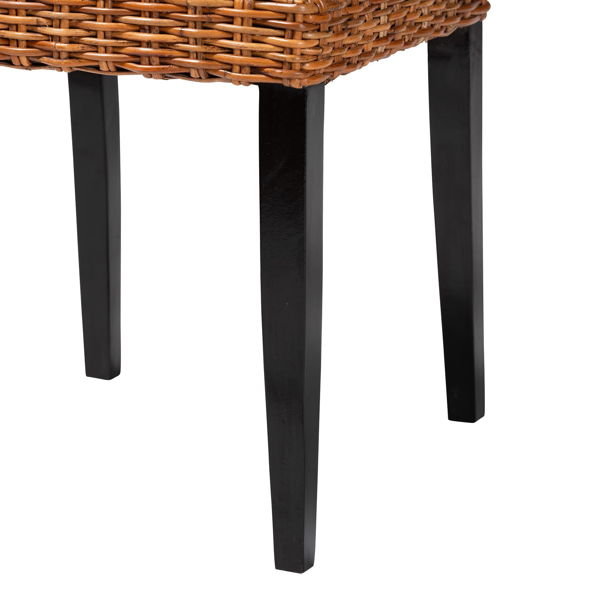 bali & pari Manrico Rattan and Mango Wood BOHO Dining Chairs, Set of 2, Natural Brown