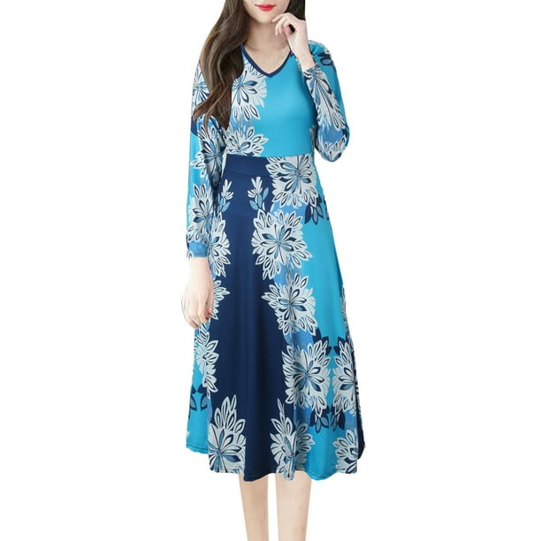 Gibobby Camisón de algodón para mujer Día de San Valentín Vestido otoño para mujer, falda larga holgada tallas grandes Europa y Unidos, tendencia Yangqi femen(Azul,M)