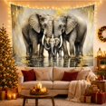 thumbnail image 3 of Elephant Family with Calf in Golden Water, Serene Watercolor Wildlife Wall Art for Animal Lovers, Elephant Art Decor Housewarming Gift, Tapestry Wall Hanging for Bedroom and Living Room, 3 of 7