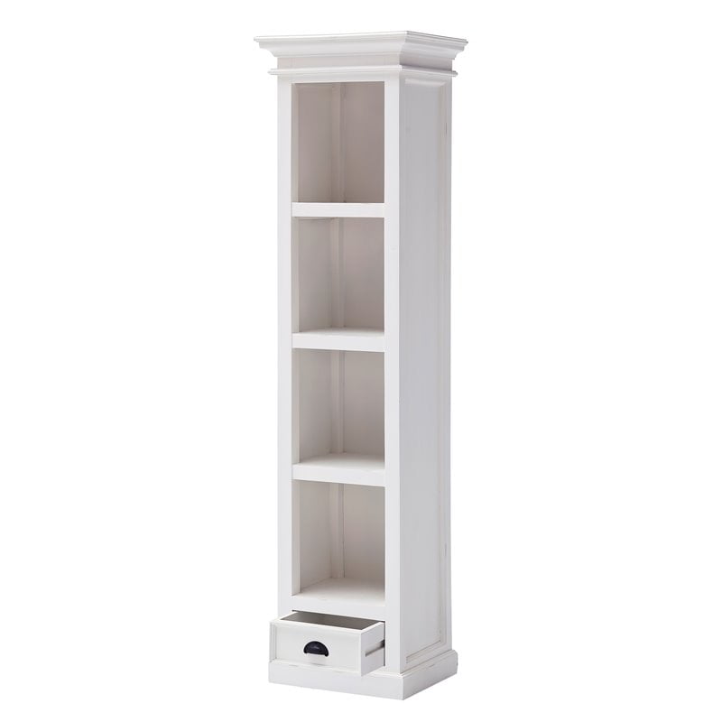 NovaSolo Halifax Pure White Mahogany Wood Double Display Stand With Glass Doors And 4 Shelves