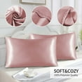 thumbnail image 6 of Holloyiver Satin Pillowcase with Zipper, Mulberry Silk Pillow Cases Standard Size, Smooth Cooling Satin Pillow Case Cover for Hair and Skin, Gifts for Women Men, 20 x 30in Inches, Pink, 6 of 9