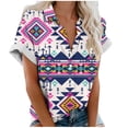 thumbnail image 2 of Fiudx Ofertas Flash Del Día Blusas de Manga Corta Estampadas Informales Regulares para Mujertop, 2 of 4