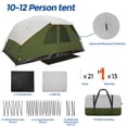 thumbnail image 5 of COBIZI 8/10/12 Person Family Camping Tent, 15x9FT Large Cabin Tent with Panoramic Mesh Roof, Waterproof UV Protection, Easy Setup, Removable Rainfly, Dark Green, 5 of 7