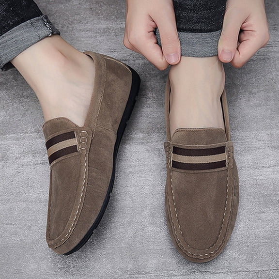 Men's Casual Loafers, Fashionable Versatile Driving Shoes, Laceless Comfortable Non-Slip Soft Sole, Stylish Spring Summer Footwear for Outdoor Indoor Daily Wear Khaki