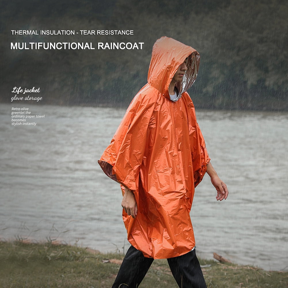 Waterproof Hooded Rain Poncho Raincoat Outdoor Hiking Bike Cycling Rainwear #F