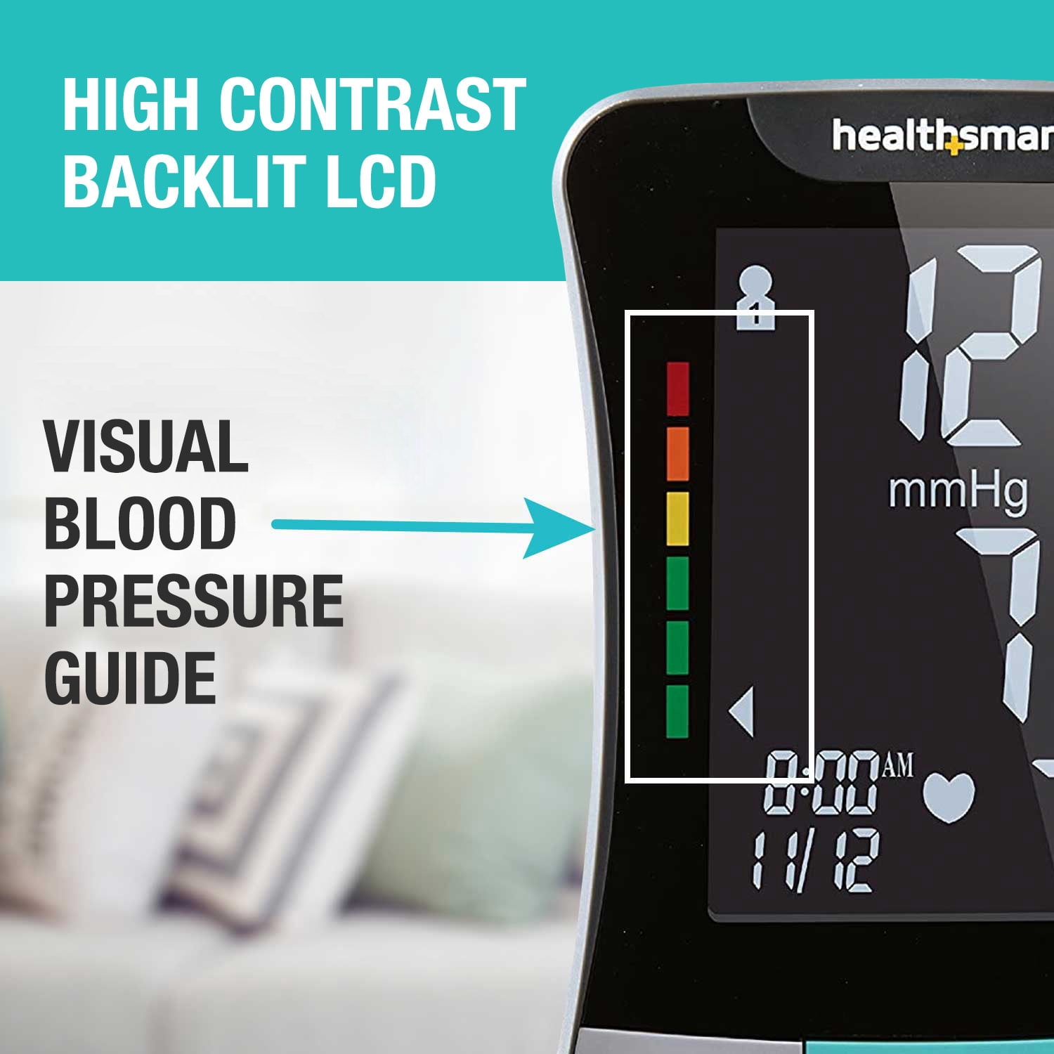 HealthSmart Premium Digital Upper Arm Blood Pressure Monitor, Irregular HR, Stores 240 Readings