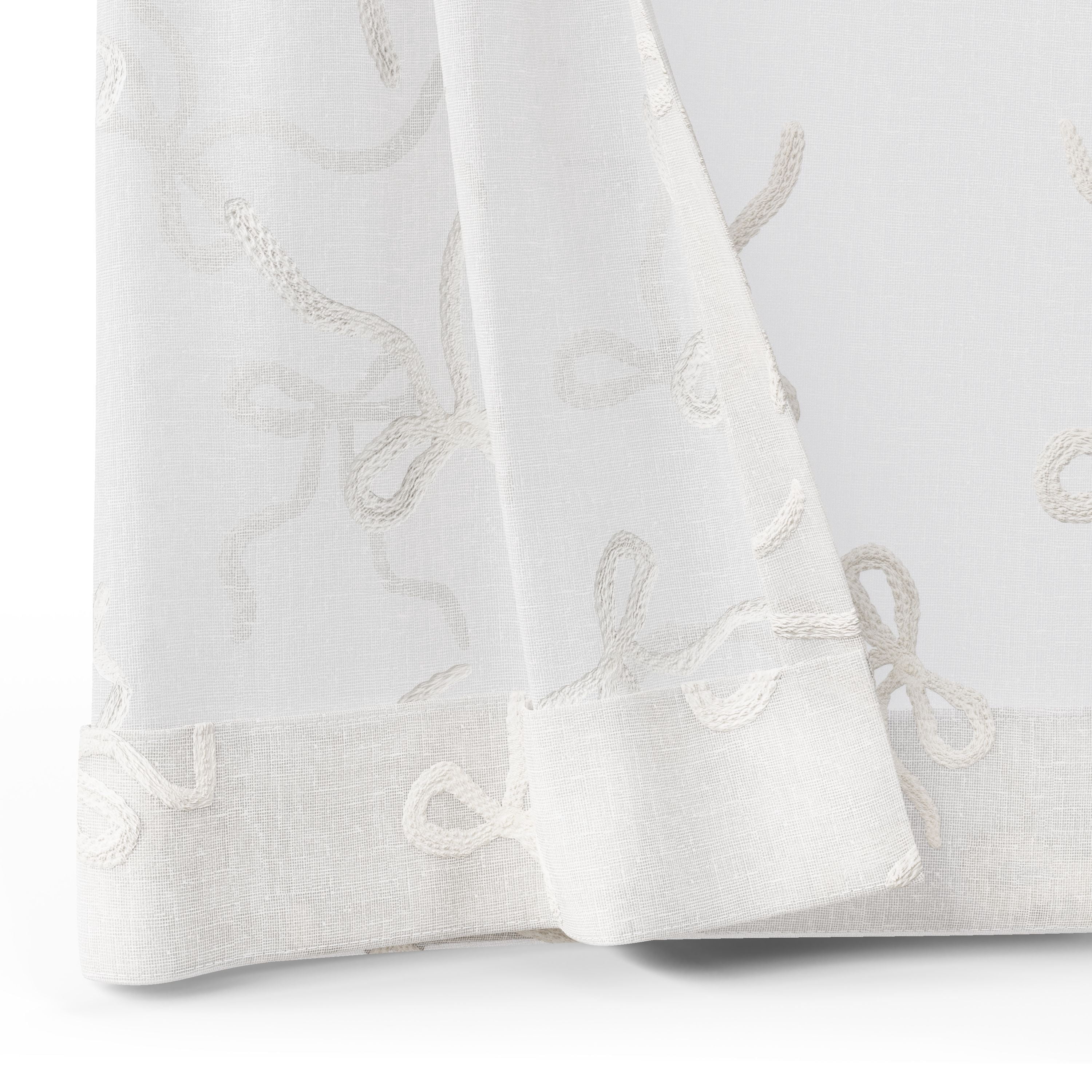 Mainstays Kids White Ribbons Sheer Single Panel Curtain, 38" W x 84" L