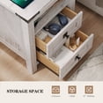 thumbnail image 5 of KeyWhat Farmhouse Nightstand with Charging Station for Bedroom, 2-Drawer Rustic End Tables for Living Room, Antique Brush White, 5 of 7
