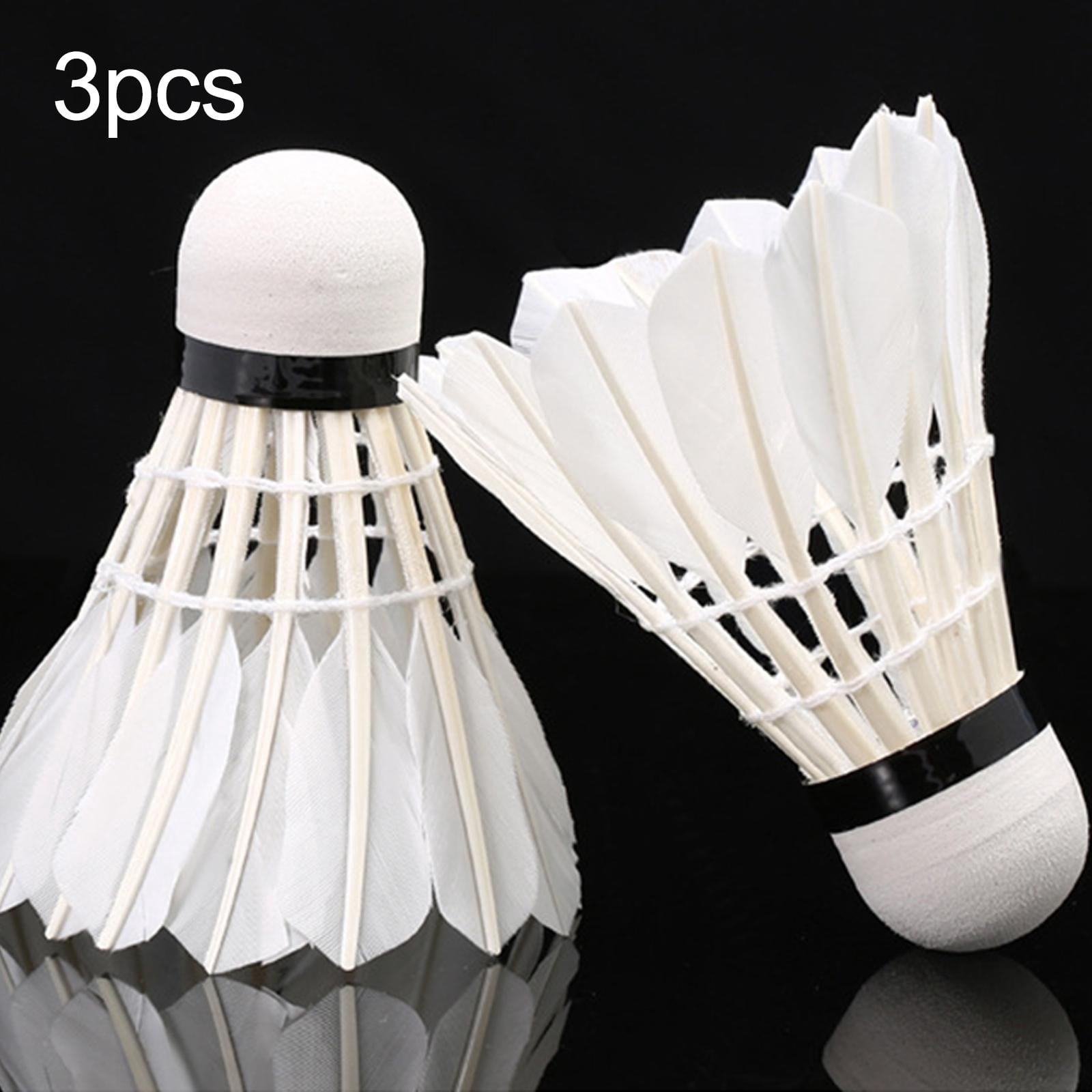 Balle de Badminton, Volants équipement de Badminton en Plumes avec Seau de Rangement 3 Pièces Têtes de Balle en Mousse de Badminton en Plumes d'oie Blanche pour l'entraînement
