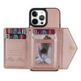 thumbnail image 4 of Dteck Crossbody Wallet Case for iPhone 14 Pro 6.1 inch,Card Holder Phone Case with Magnetic Closure PU Leather Zipper Lanyard Strap Purse Kickstand Flip Cover Protective Case for Women Girl,Pink, 4 of 8