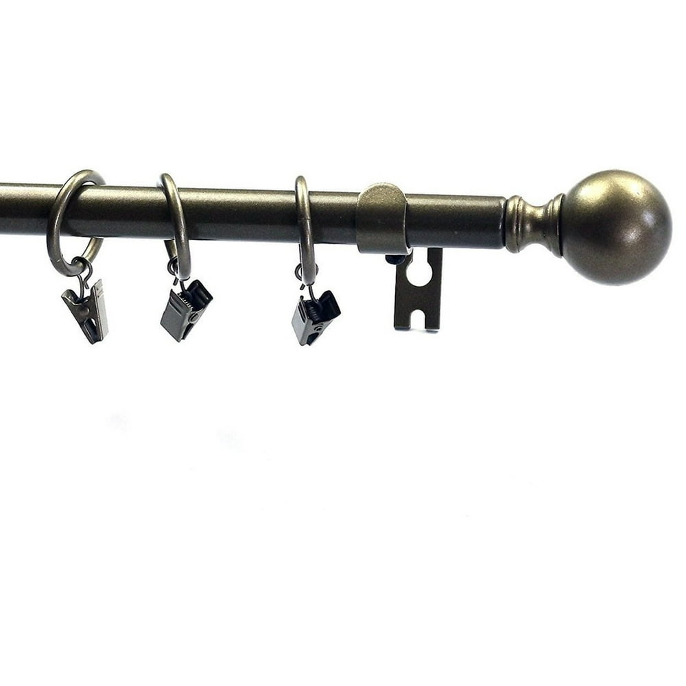 Urbanest Ball Single Curtain Rod Set, 5/8", 84"120", Antique Gold