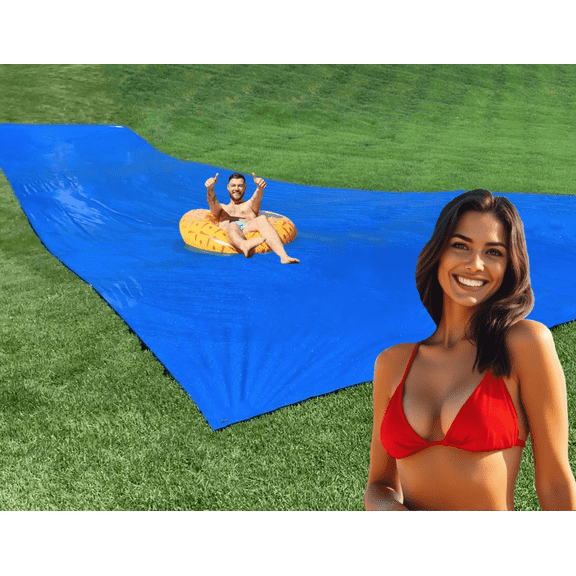 Make-A-Slide™ - 75 FEET LONG - Giant blue backyard slip and slide water slide for kids and adults
