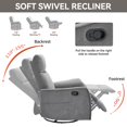 thumbnail image 6 of Bellemave Manual Recliner Chair with Massage and Heating Home Theater Recliner Rocking Chair Nursery Swivel and Rocker Chair with High Back in Fabric for Living Room, Bedroom (Gray), 6 of 8