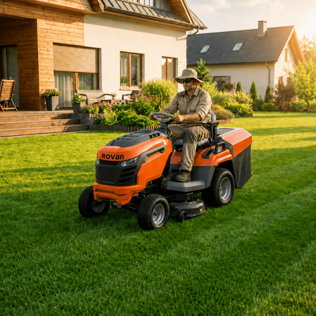 Rovan 36" Gas Riding Lawn Mower, 11.5 HP Briggs & Stratton Engine, 7-Speed Lawn Tractor