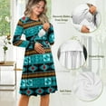 thumbnail image 6 of SCRAWLGOD Aztec Tribal Breast Feeding Dresses for Women Long Sleeve Nursing Dress Crew Neck Pregnancy Dress for Work Breathable Midi Dress for Women Fall Casual Clothes Size M, 6 of 7